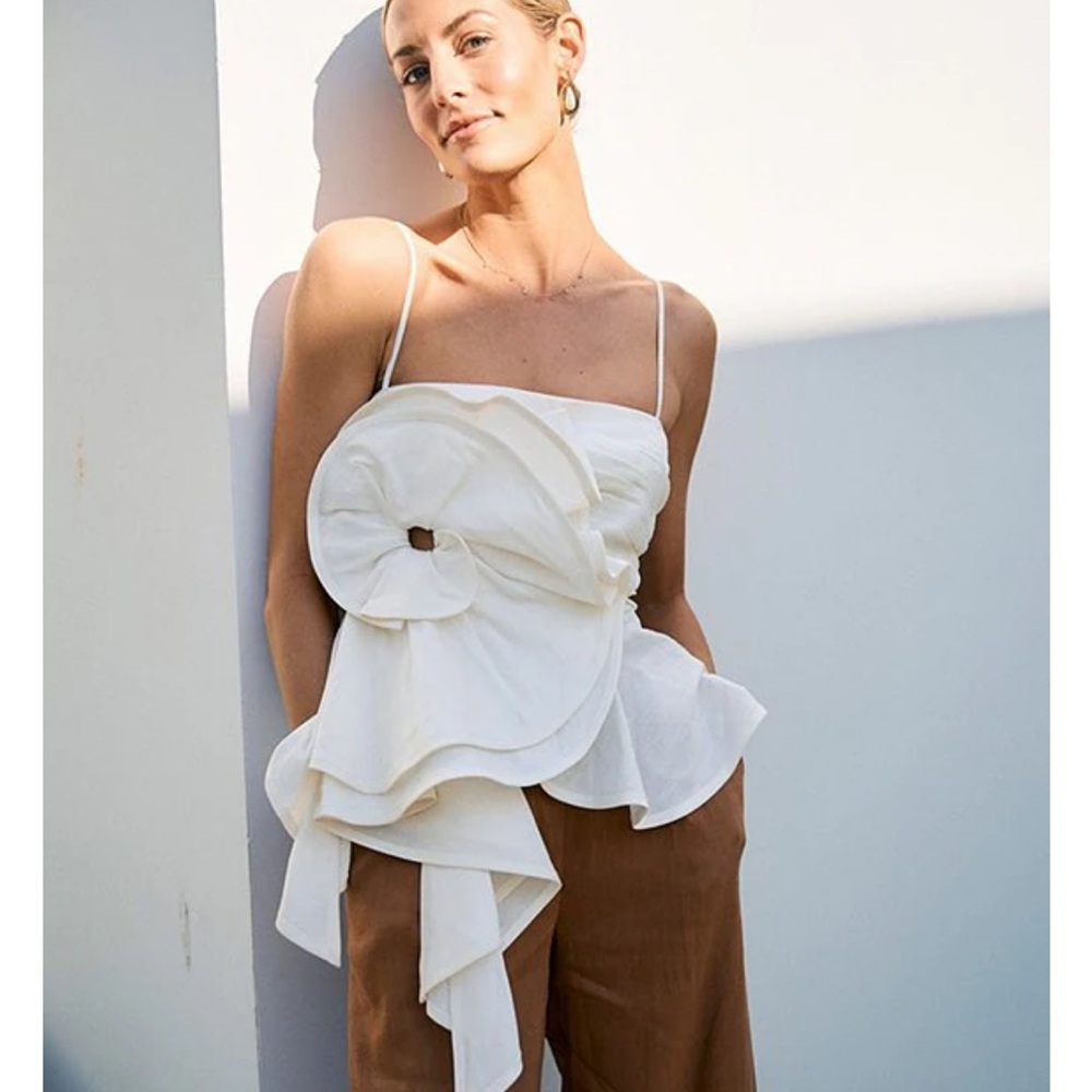 Antonio Melani x M.G. Style Alys Linen Blend Voluminous Flower Top